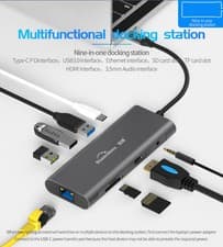 Image of 9 in 1 HDMI USB 3.0 Port Universal Docking Station support Type-C PD fast charge