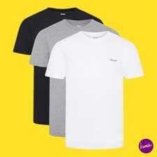 Image of DKNY Men’s 3-Pack Giants T-Shirts, Cotton, Black/White/Grey, UK L | EU L | US L