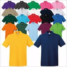 Image of Fruit of the Loom Premium Polo Shirt Workwear 100% Cotton Short Sleeve VARIOUS