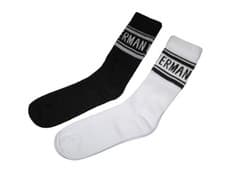 Image of BEN SHERMAN Mens Ribbed Sports Socks Black White 2 Pairs Size 7 - 11