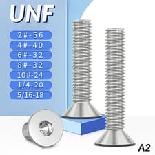 Image of 2-3/8 3/16"-2" UNF SOCKET COUNTERSUNK SCREWS HIGH TENSILE ALLEN BOLTS A2SS