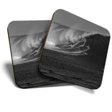Image of 2 x Coasters (BW) - Surf Barrel Wave Surfer Surfing Ocean #41548
