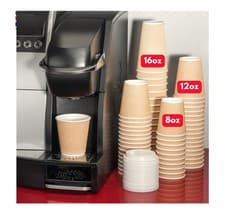 Image of 12oz Kraft Brown Ripple Disposable Paper Cups – Hot & Cold Drinks