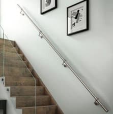 Image of Rothley Handrail Kit Brushed Silver Stainless Steel Indoor Banister Rail 3.6m