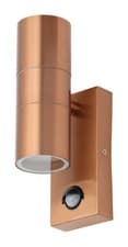 Image of Copper Leto Twin GU10 Outdoor Wall Light with PIR Sensor – IP65 Rated
