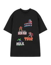 Image of Marvel Black Multi Character Short Sleeved T-Shirt Mens