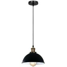 Image of Vintage Industrial Ceiling Pendant Light Metal Shade Black Hanging Retro Lamp UK