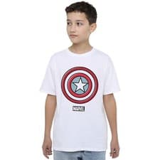 Image of Marvel Kids T-Shirt Captain America Ziptone America Shield 3-8 Years Official
