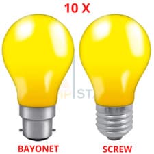 Image of 10x Yellow Crompton Colourglazed GLS 25W Decorative Light Bulb Lamp B22 E27