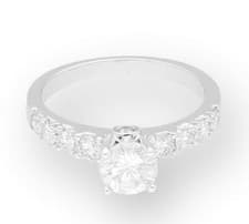 Image of 18Ct White Gold Brilliant Cut 1.20ct Diamond Solitaire w/ Accents Ring (Size K)