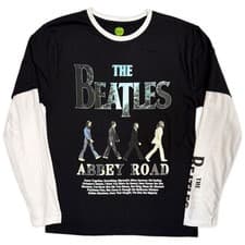 Image of The Beatles 'Abbey Road Infill' Black White Layered Long Sleeve T shirt - NEW