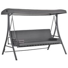 Image of 3-Seater Swing Chair Grey 234x132x182cm Powderoated Steel Canopy Hammock Bed