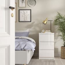 Image of Furniture To Go Naia Bedside with 3 Drawers in White High Gloss