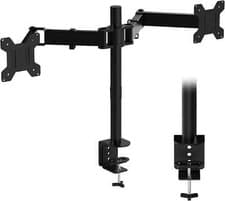 Image of DOUBLE TWIN ARM DESK MOUNT BRACKET LCD COMPUTER MONITOR STAND 13”-32” SCREEN TV