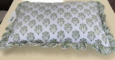 Image of Furn Green And White Rectangular Cushion With Patterned Edge 60 X 40 Cm’s New