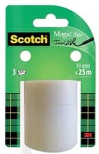 Image of 3M Scotch Magic Tape Refill Invisible Tape 3 Rolls 19 mm x 25 m