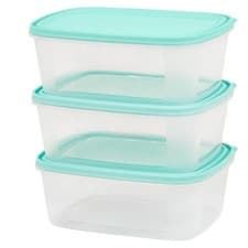 Image of 3 x 2 Litre Plastic Food Storage Containers Set Microwave Freezer Safe BPA Free