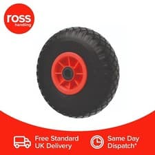 Image of 260mm Puncture Proof Wheelbarrow Wheel Black/Red Garden DIY 120kg Load Capacity