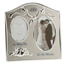 Image of Then & Now Anniversary Silverplated Photo Frame 25th 40th ruby 50th 60th 30th