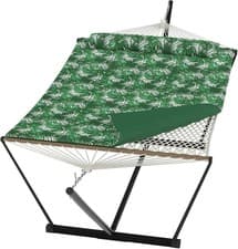 Image of 2 Person Portable Double Hammock for Outdoor with Pillow Stand Portable Hammock