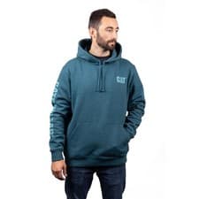 Image of Caterpillar Trademark Banner Cotton Men's Blue Hooded Sweatshirt