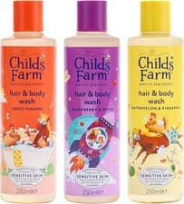 Image of Childs Farm Hair & Body Wash Bundle 3x250ml Sweet Orange, Blackberry & Apple, Wa