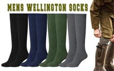 Image of Mens Welly Socks Wellington Boot Adults Long Wellie Liners Gardening Fishing