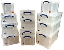 Image of Really Useful Boxes Large Clear Lidded Storage Box 5 Litre-84 Litre Multi-Pack