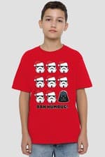 Image of Star Wars Stormtroopers And Darth Vader Bah Humbug Christmas Kids T-Shirt Red