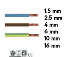 Image of 1.5 mm Single Core Conduit Cable 6491X Blue Brown Earth Yellow / Green Bonding