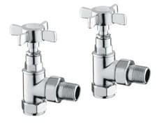Image of Radiator Valves X2 Chrome Traditional Style Heated Towel Rail Angled Twin Tap