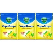 Image of Vicks VapoDrops Sugar Free Lemon & Menthol For Cold And Flu 72g x 3