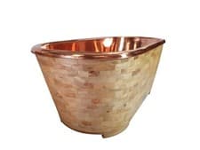 Image of Copper Bathtub "Rosebud" Mango Wood Hand Made 1700mm