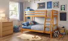 Image of Triple Bunk Bed 3ft & 4ft Wooden Pine with Storage & Mattress Options - Durleigh