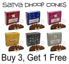 Image of SATYA Incense Cones Nag Champa White Sage Palo Dhoop Insence BUY 3 GET 1 FREE