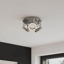 Image of LED Ceiling Spot Light Plate 3 Way Satin Nickel Effect Dimmable Warm White 400lm