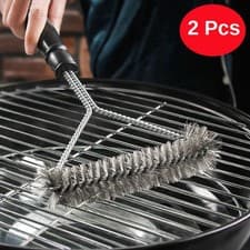 Image of Stainless Steel Grill Cleaning Brush Heavy Duty Cooking BBQ 2x Barbecue Brush