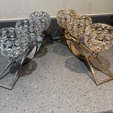 Image of 3 Arms Tea Light Candle Stand Gold Or Silver Metal
