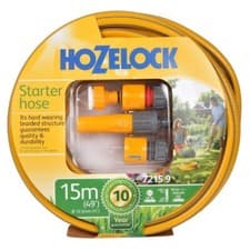 Image of Hozelock 72159 Hose Pipe 15m with Starter Set Garden Watering Irrigation