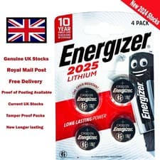 Image of 4x Energizer CR2025 3V Lithium Coin Cell Battery DL2025