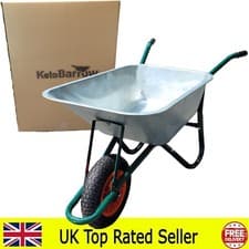 Image of wheelbarrow metal heavy duty 100l barrow garden builders pneumatic wheel