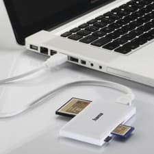 Image of Hama USB 3.0 White Multi Card Reader SD/microSD/CF/MS upto 10x Faster Than USB 2