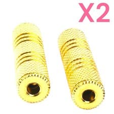 Image of 2 Pack 3.5mm Audio Female to Female Coupler Joiner Adapter for AUX Cable