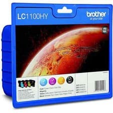 Image of Genuine Brother LC1100HY Black/Cyan/Magenta/Yellow High Capacity Ink Cartridges