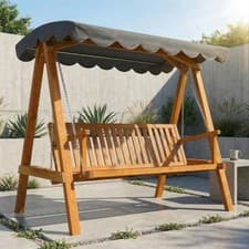 Image of 3 Seater Garden Swing Seat with Canopy, Outdoor Hammock Bench