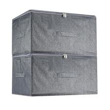 Image of 4PCS Large Foldable Storage Boxes with Lid Home Clothes Organizer Fabric UK