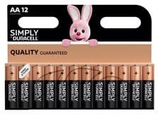 Image of Duracell MN1500 AA Simply Alkaline Batteries LR06 - 12 Pack