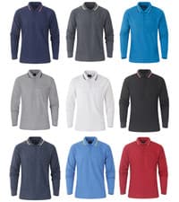 Image of Mens Long Sleeve Polo Shirt Pique Tipping Collar with Pocket M-3XL 2400/03