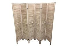 Image of Room Divider Privacy Partition Screen 6 Panel Wooden Slat Wall Natural