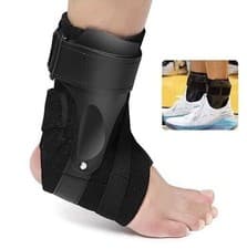Image of Ankle Support Brace with Side Stabilizers Compression Sleeve Sprained Pain LARGE